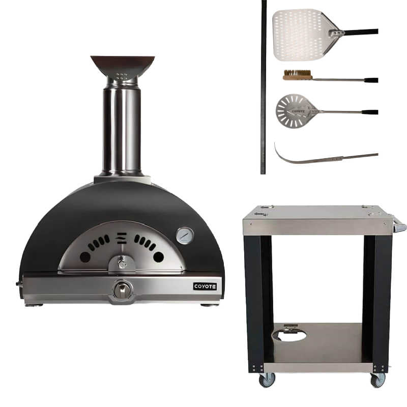 Coyote 30-Inch Hybrid Multi-Fuel Outdoor Pizza Oven - Matte Black