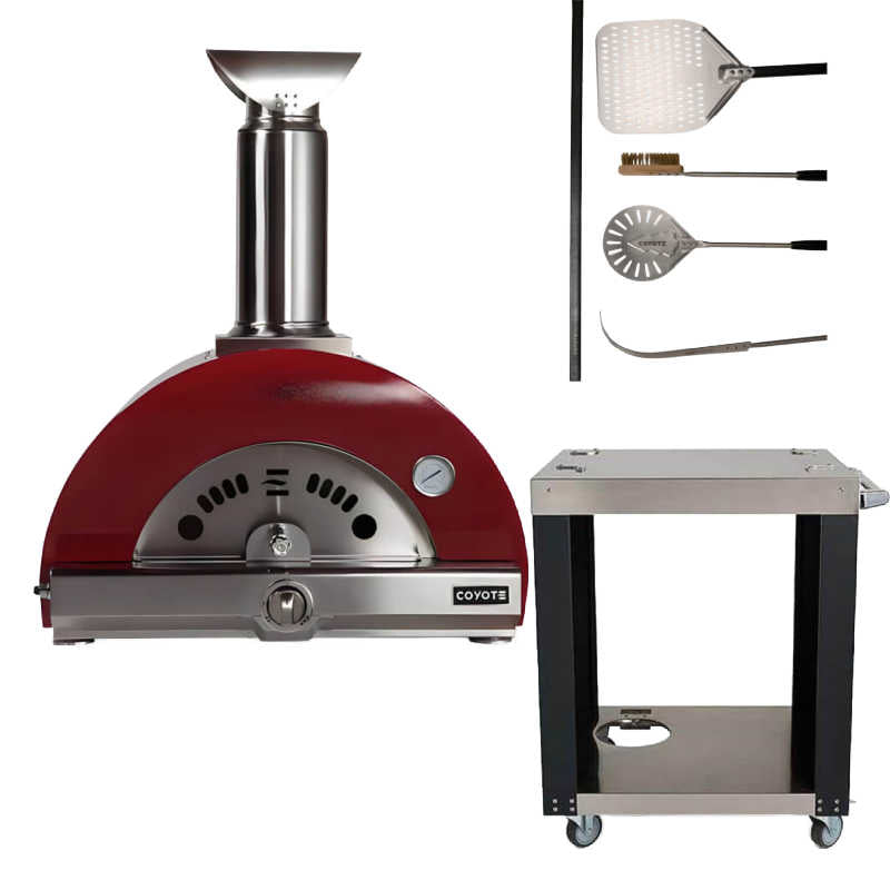 Coyote 30-Inch Hybrid Multi-Fuel Outdoor Pizza Oven - Red