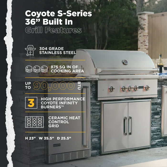 Coyote  S-Series  36-Inch Built-In Gas Grill - C2SL36 LP/NG