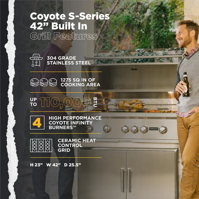 Coyote S-Series 42 Inch Built-In Gas Grill - C2SL42 LP/NG