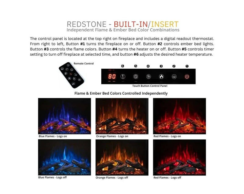 Modern Flames Redstone 42" Built-In Electric Fireplace - Patioscape Outdoors