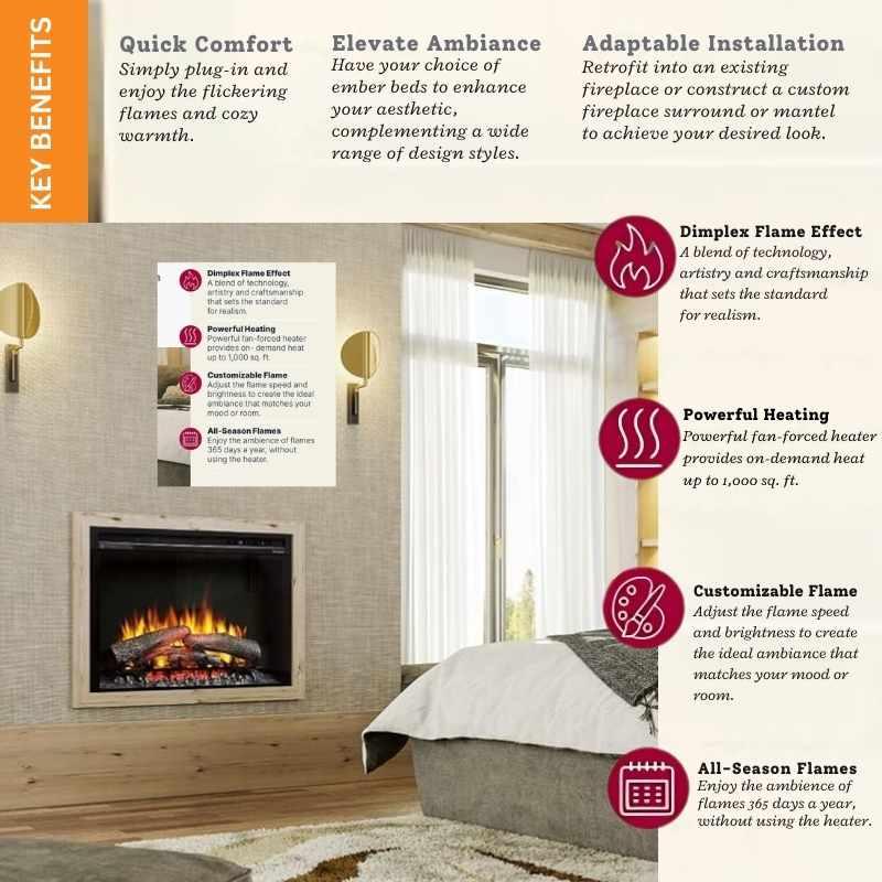 Dimplex Nova 26-Inch Plug-in Electric Firebox with Acrylic Ember Bed - Patioscape Outdoors