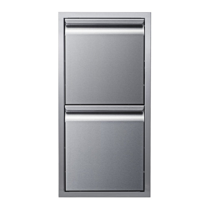 Memphis 15" Double Access Stainless Steel Drawer Stack with Easy-Touch