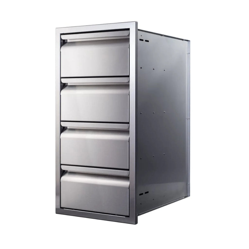 Memphis 15" Quadruple Access Stainless Steel Drawer Stack with Soft-Close Drawers - Patioscape Outdoors