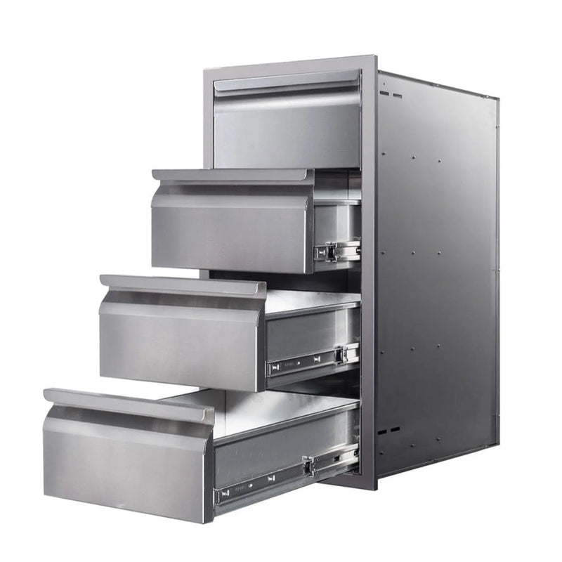Memphis 15" Quadruple Access Stainless Steel Drawer Stack with Soft-Close Drawers - Patioscape Outdoors
