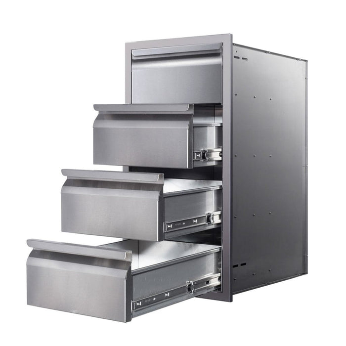 Memphis 15" Quadruple Access Stainless Steel Drawer Stack with Soft-Close Drawers