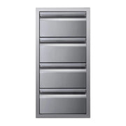 Memphis 15" Quadruple Access Stainless Steel Drawer Stack with Soft-Close Drawers - Patioscape Outdoors