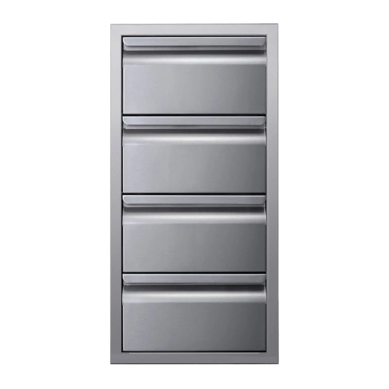 Memphis 15" Quadruple Access Stainless Steel Drawer Stack with Soft-Close Drawers - Patioscape Outdoors