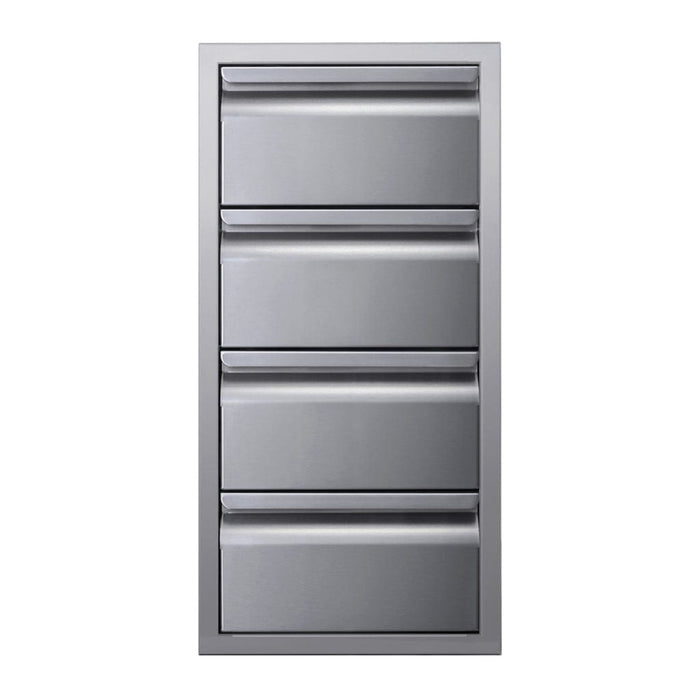 Memphis 15" Quadruple Access Stainless Steel Drawer Stack with Soft-Close Drawers