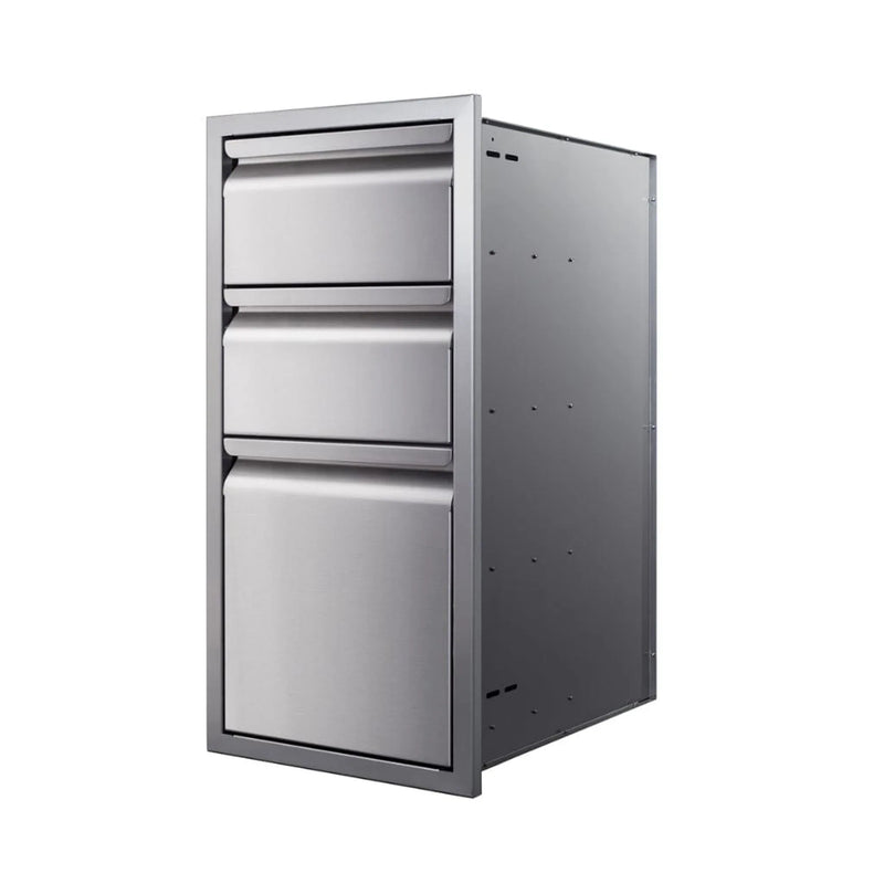 Memphis 15" Triple Access Stainless Steel Drawer Stack with Easy-Touch Drawers - Patioscape Outdoors