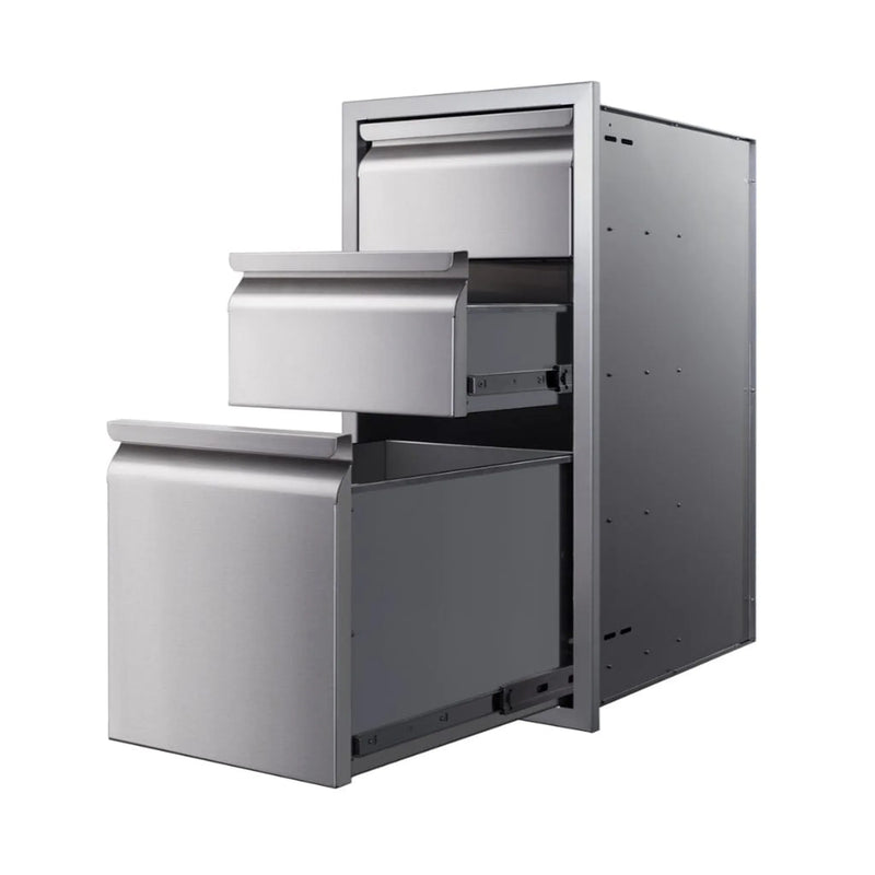 Memphis 15" Triple Access Stainless Steel Drawer Stack with Easy-Touch Drawers - Patioscape Outdoors