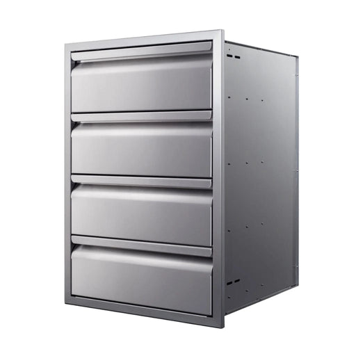 Memphis 21" Stainless Steel Drawer Stack – Quadruple Access with Soft-Close Slides - Patioscape Outdoors