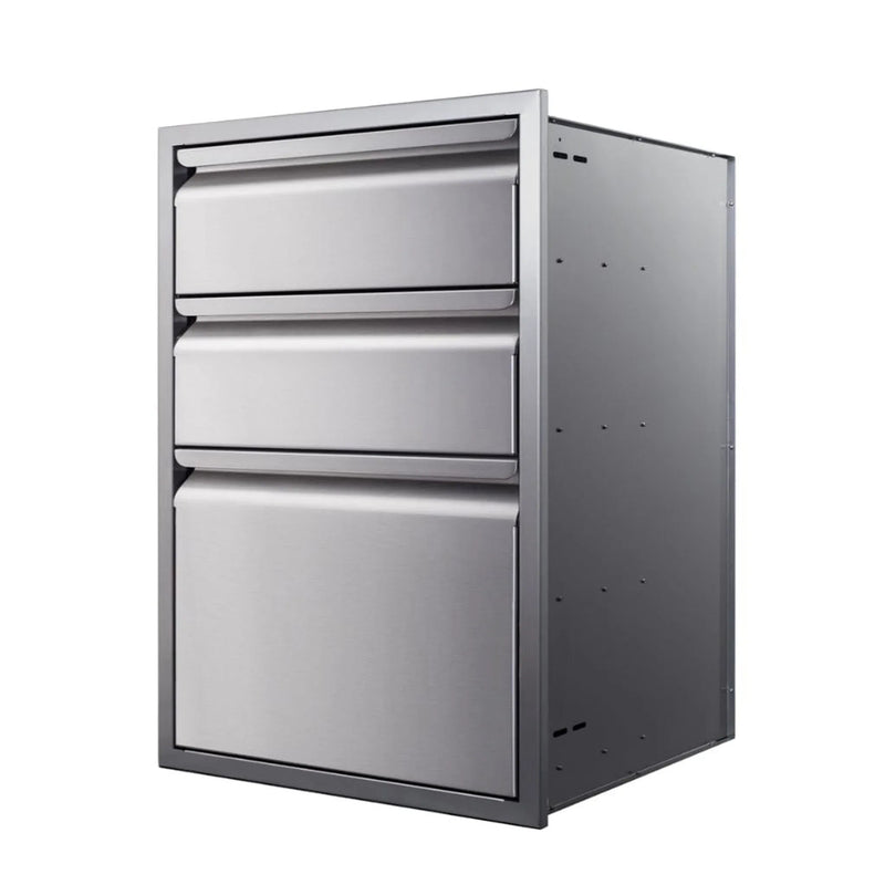Memphis 21" Triple Access Stainless Steel Drawer Stack – Soft-Close Slides - Patioscape Outdoors