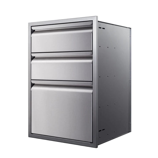 Memphis 21" Triple Access Stainless Steel Drawer Stack – Soft-Close Slides - Patioscape Outdoors
