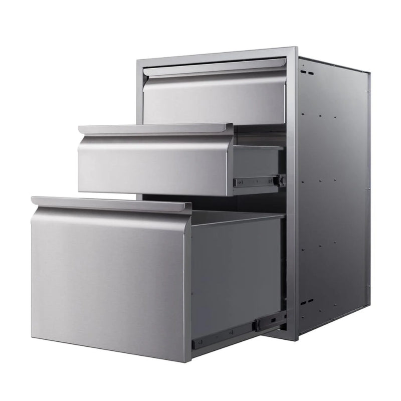 Memphis 21" Triple Access Stainless Steel Drawer Stack – Soft-Close Slides - Patioscape Outdoors