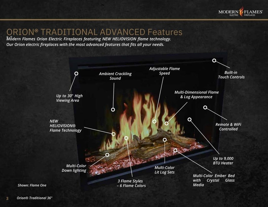 Modern Flames Orion Traditional 36" Virtual Electric Fireplace