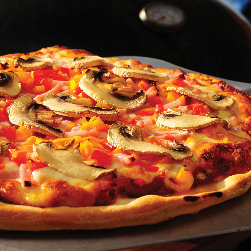 Primo All-In-One Oval XL 400 Charcoal Ceramic Kamado Grill With Cradle, Side Shelves, And Stainless Steel Grates PGCXLC