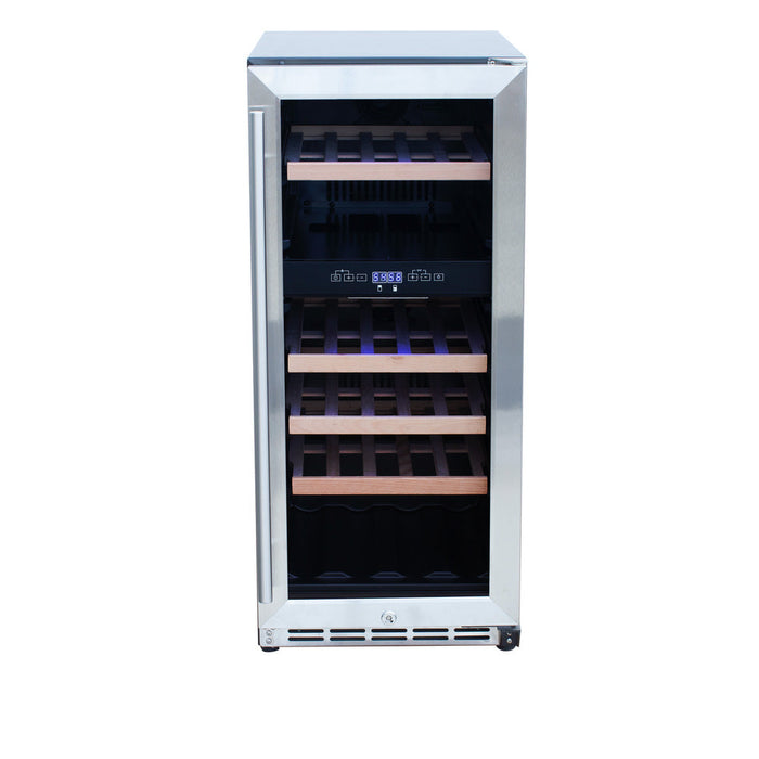TrueFlame 15-Inch 3.2 Cu. Ft. Outdoor Rated Dual Zone Wine Cooler