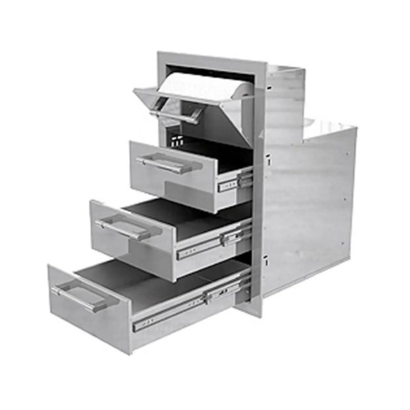 Alfresco 17-Inch Stainless Steel Triple Drawer & Paper Towel Holder Combo - Patioscape Outdoors