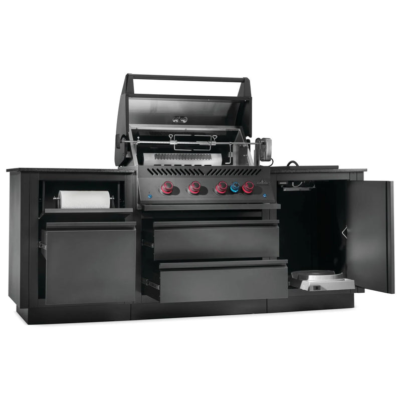 Napoleon Oasis 300 Outdoor Kitchen w/ Built-in 700 Series 32 Propane Gas Grill & Black Pearl Granite Countertop