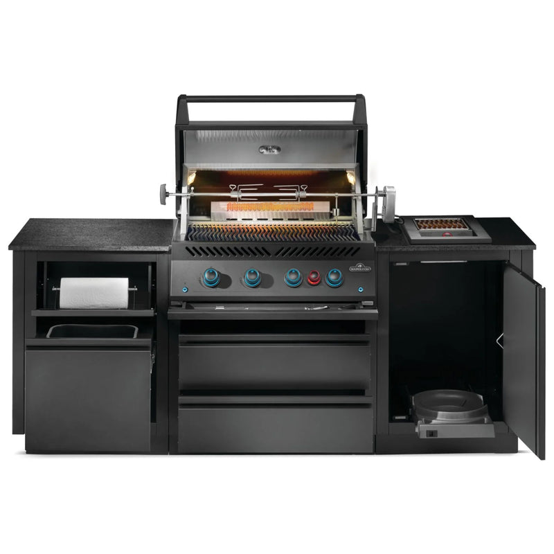 Napoleon Oasis 300 Outdoor Kitchen w/ Built-in 700 Series 32 Propane Gas Grill & Black Pearl Granite Countertop