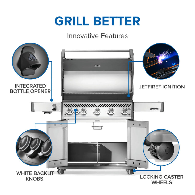 Napoleon Rogue PRO 625 SIB Freestanding Gas Grill w/ Infrared Side Burner