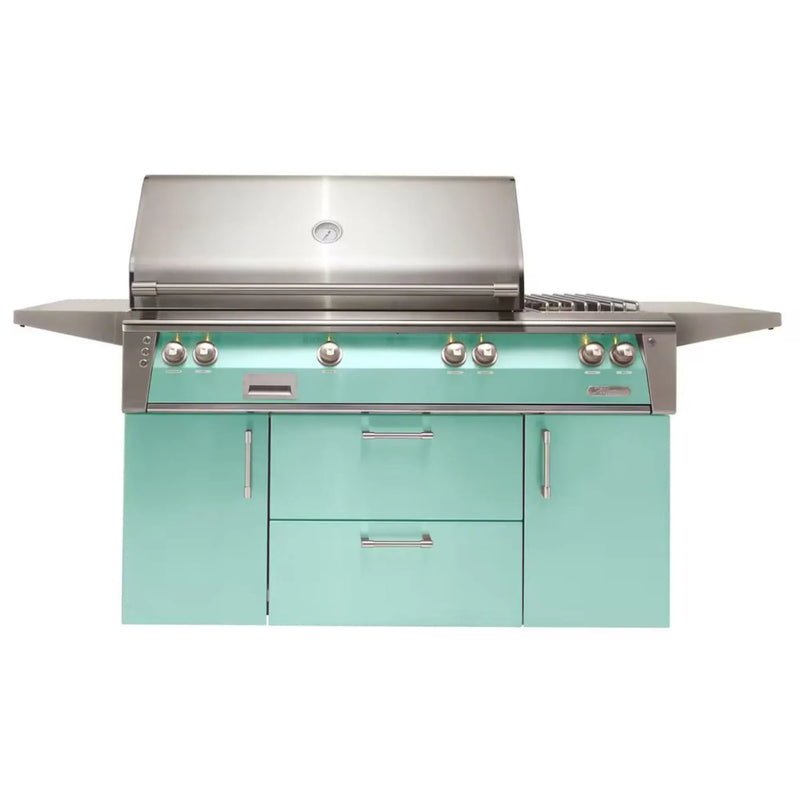 Alfresco Deluxe 56-Inch Stainless Steel Freestanding Gas Grill w/ Rotisserie, Side Burner & Sear Zone - Patioscape Outdoors