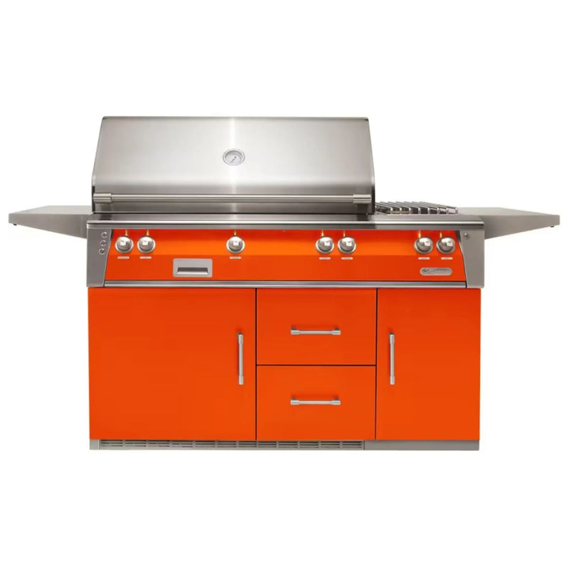 Alfresco 56-Inch Stainless Steel Freestanding Gas Grill w/ Refrigerated Cart, Rotisserie & Side Burner - Patioscape Outdoors