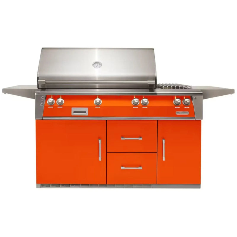 Alfresco 56-Inch Stainless Steel Freestanding Gas Grill w/ Refrigerated Cart, Rotisserie, Sear Zone & Side Burner - Patioscape Outdoors