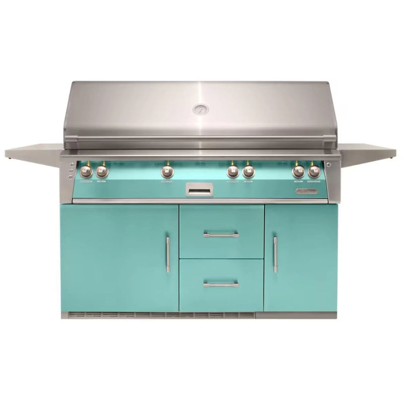 Alfresco 56-Inch Stainless Steel Freestanding Gas Grill w/ Refrigerated Cart, Rotisserie & Sear Zone - Patioscape Outdoors