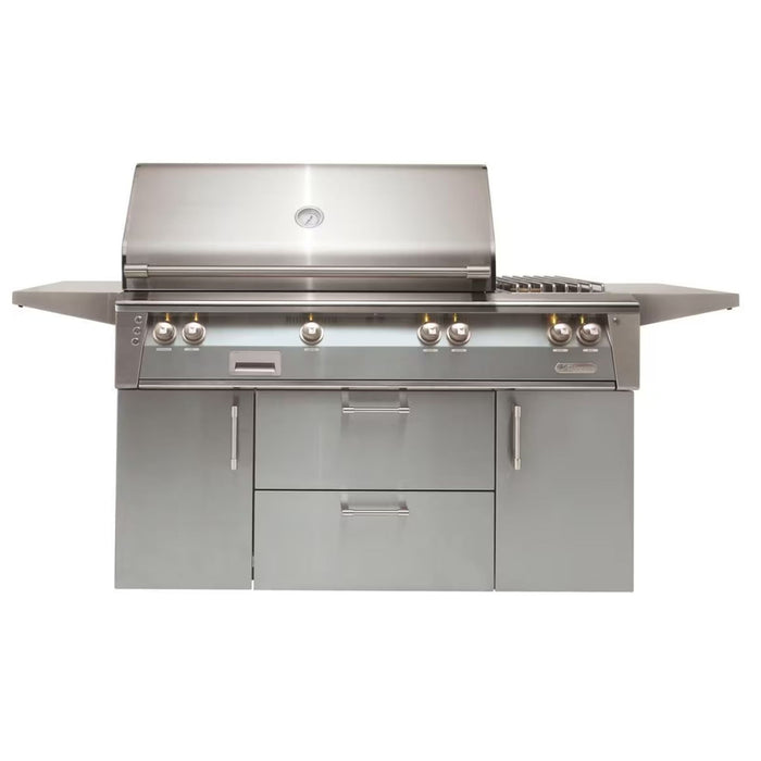 Alfresco Deluxe 56-Inch Stainless Steel Freestanding Gas Grill w/ Rotisserie & Side Burner