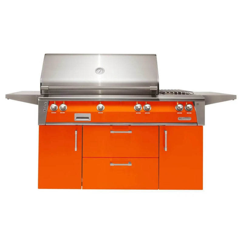 Alfresco Deluxe 56-Inch Stainless Steel Freestanding Gas Grill w/ Rotisserie, Side Burner & Sear Zone - Patioscape Outdoors
