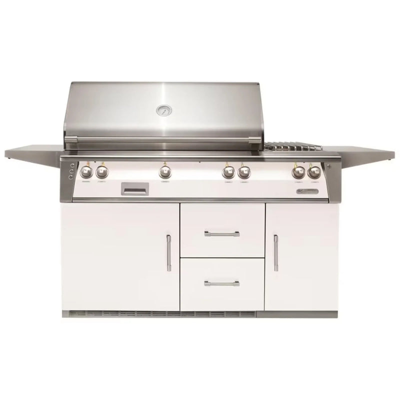Alfresco 56-Inch Stainless Steel Freestanding Gas Grill w/ Refrigerated Cart, Rotisserie & Side Burner - Patioscape Outdoors