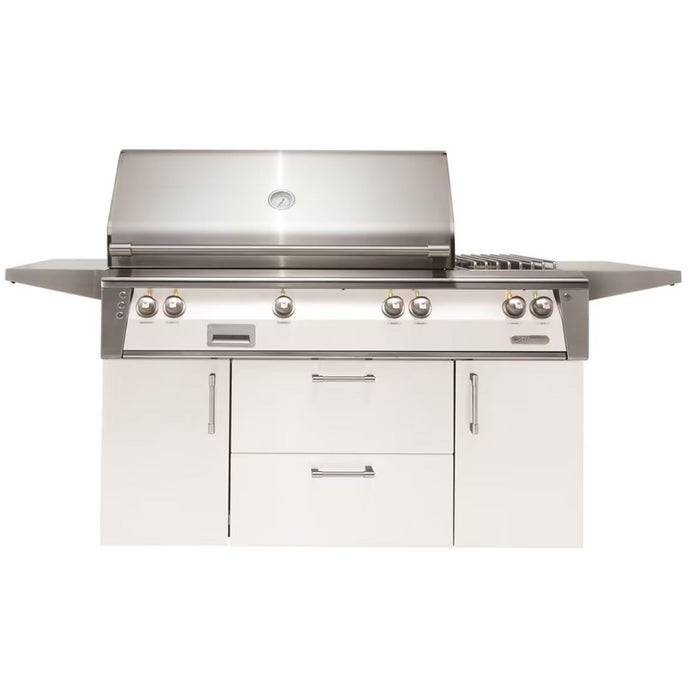 Alfresco Deluxe 56-Inch Stainless Steel Freestanding Gas Grill w/ Rotisserie & Side Burner