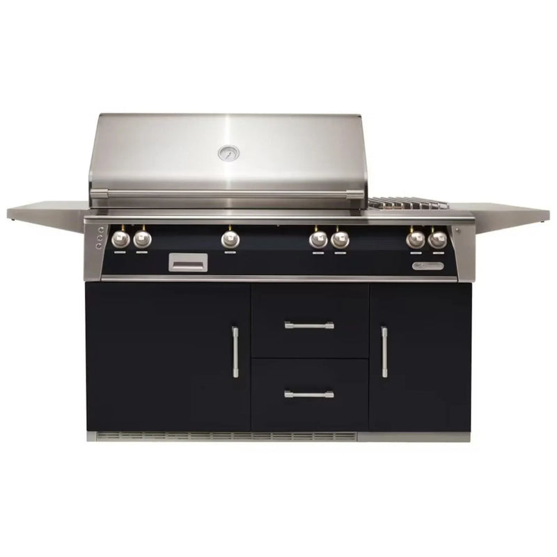 Alfresco 56-Inch Stainless Steel Freestanding Gas Grill w/ Refrigerated Cart, Rotisserie, Sear Zone & Side Burner - Patioscape Outdoors