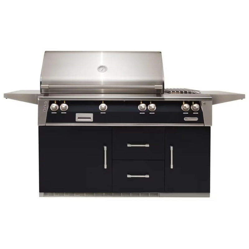 Alfresco 56-Inch Stainless Steel Freestanding Gas Grill w/ Refrigerated Cart, Rotisserie & Side Burner - Patioscape Outdoors