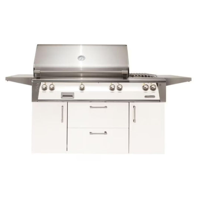 Alfresco Deluxe 56-Inch Stainless Steel Freestanding Gas Grill w/ Rotisserie, Side Burner & Sear Zone