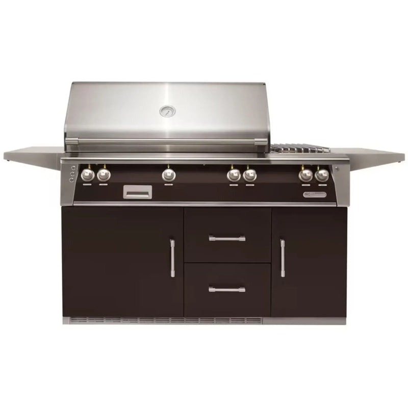 Alfresco 56-Inch Stainless Steel Freestanding Gas Grill w/ Refrigerated Cart, Rotisserie, Sear Zone & Side Burner - Patioscape Outdoors