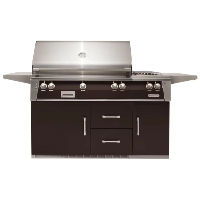 Alfresco 56-Inch Stainless Steel Freestanding Gas Grill w/ Refrigerated Cart, Rotisserie & Side Burner - Patioscape Outdoors