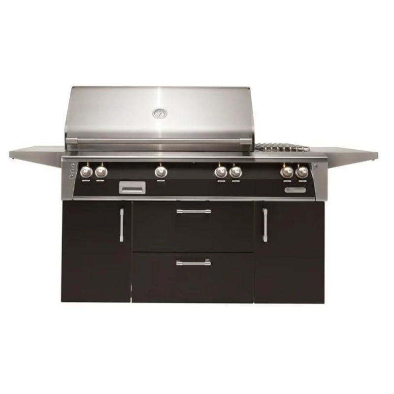 Alfresco Deluxe 56-Inch Stainless Steel Freestanding Gas Grill w/ Rotisserie, Side Burner & Sear Zone - Patioscape Outdoors