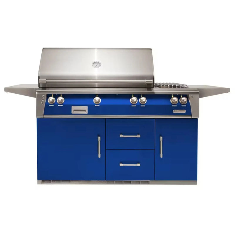 Alfresco 56-Inch Stainless Steel Freestanding Gas Grill w/ Refrigerated Cart, Rotisserie & Side Burner - Patioscape Outdoors