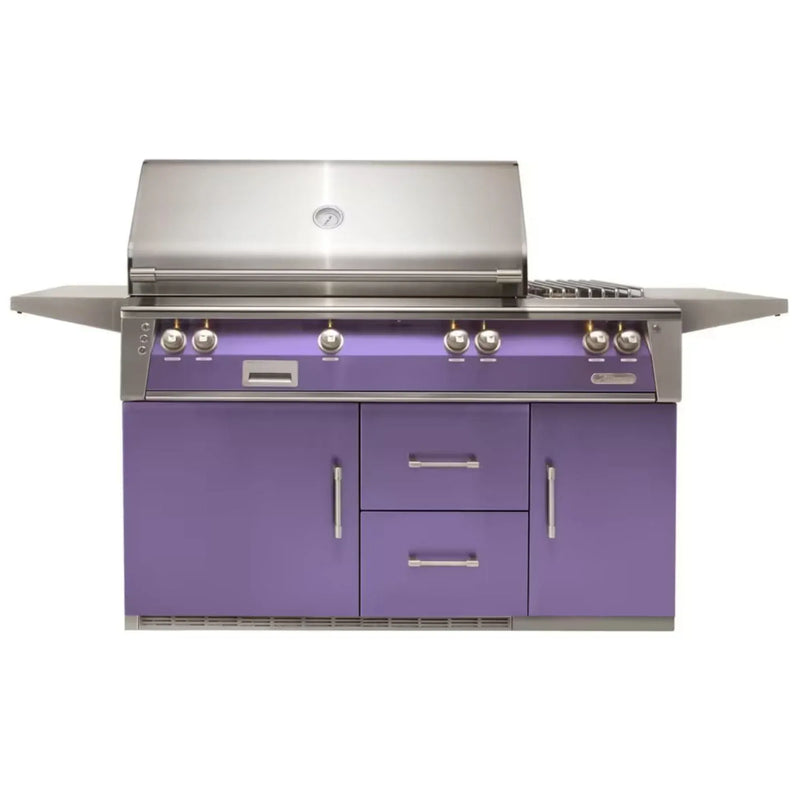 Alfresco 56-Inch Stainless Steel Freestanding Gas Grill w/ Refrigerated Cart, Rotisserie, Sear Zone & Side Burner - Patioscape Outdoors