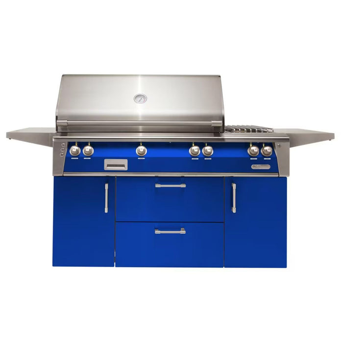 Alfresco Deluxe 56-Inch Stainless Steel Freestanding Gas Grill w/ Rotisserie, Side Burner & Sear Zone