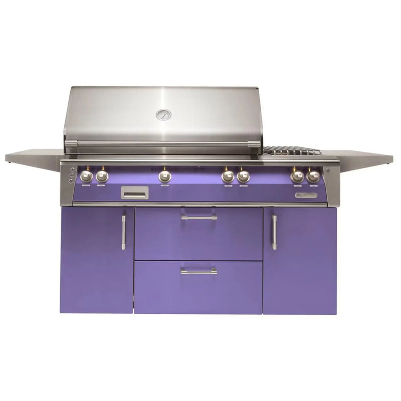 Alfresco Deluxe 56-Inch Stainless Steel Freestanding Gas Grill w/ Rotisserie, Side Burner & Sear Zone - Patioscape Outdoors