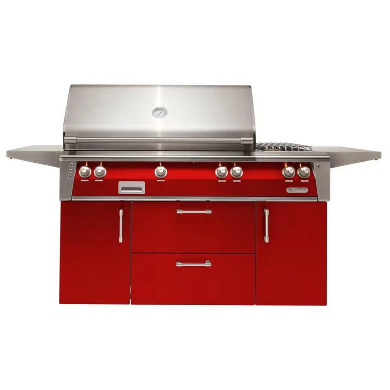 Alfresco Deluxe 56-Inch Stainless Steel Freestanding Gas Grill w/ Rotisserie, Side Burner & Sear Zone - Patioscape Outdoors