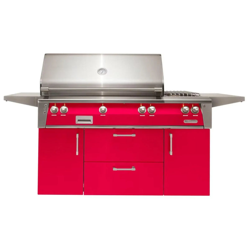 Alfresco Deluxe 56-Inch Stainless Steel Freestanding Gas Grill w/ Rotisserie, Side Burner & Sear Zone - Patioscape Outdoors