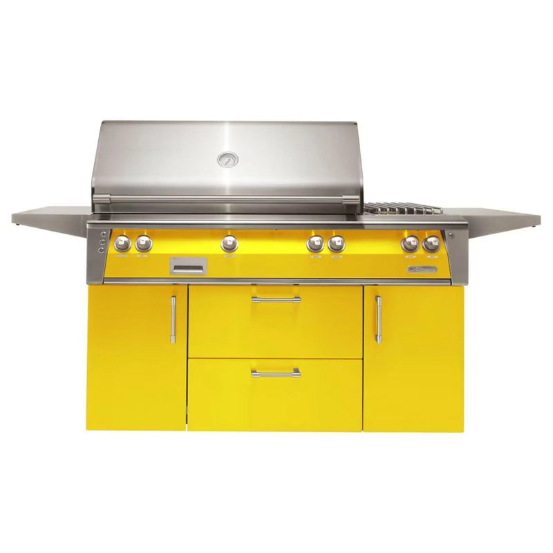 Alfresco Deluxe 56-Inch Stainless Steel Freestanding Gas Grill w/ Rotisserie, Side Burner & Sear Zone - Patioscape Outdoors