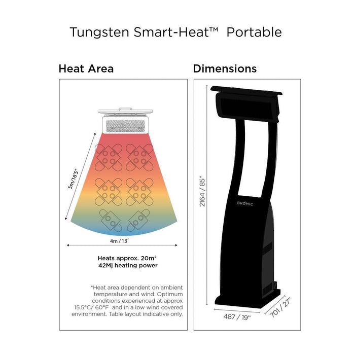 Bromic Tungsten 38,500 BTU Smart-Heat Gas Freestanding Portable Patio Heater