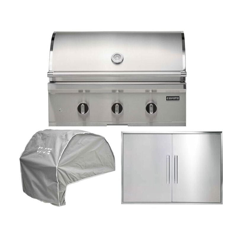 Coyote 3-Piece C-Series 34-Inch 3-Burner Gas Grill Outdoor Kitchen Package