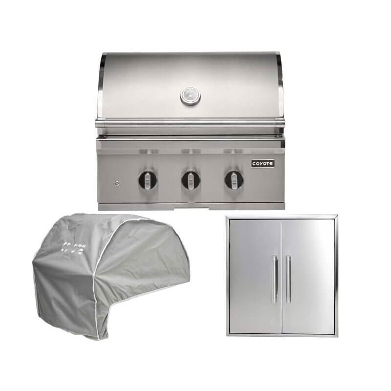 Coyote 3-Piece SL-Series 30-Inch 2-Burner Gas Grill Outdoor Kitchen Package